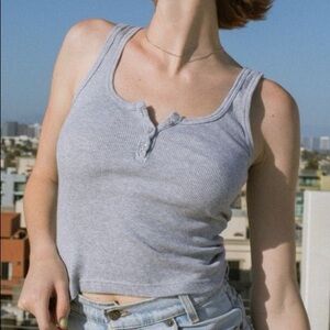Brandy Melville grey button tank top